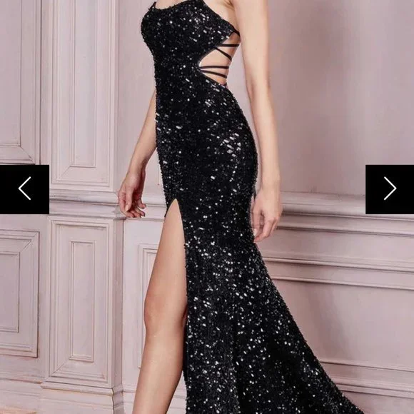 green emerald velvet dress Ava Presley Butterfly Sequin Prom Dress 47052 main image 0